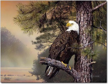 Animal Painting - águila en el atardecer pájaros